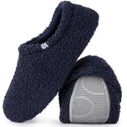 VeracCosy Damen Memory Foam Plüsch Hausschuhe Antirutsch Baumwolle Pantoffeln Mit Polar Fleece-Futter, 40/41 EU Marineblau von VeraCosy