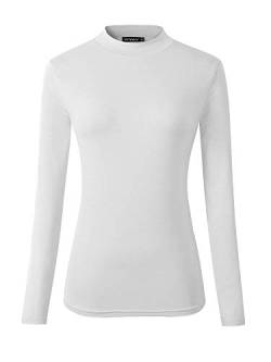 Veranee Damen Langarm Slim fit Pullover mit Stehkragen Basic-Layering-t-Shirt Large Weiß von Veranee