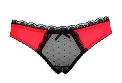 Damen Slip sexy Damen Panty Ouvertslip - Open Back Lace Panty (L, rot) von Verano