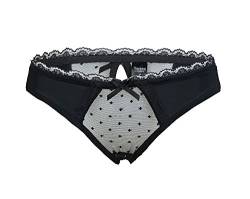 Damen Slip sexy Damen Panty Ouvertslip - Open Back Lace Panty (L, schwarz) von Verano