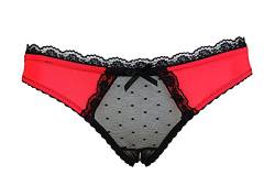 Damen Slip sexy Damen Panty Ouvertslip - Open Back Lace Panty (M, rot) von Verano