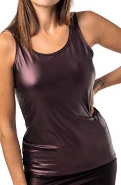 Latex Damen Shirt - Damen Wetlook Shirt ohne Arm (Zinn, S) von Verano