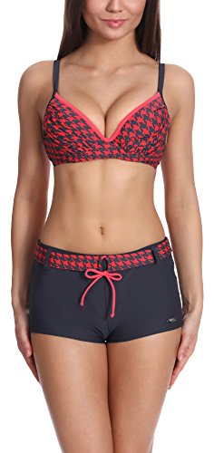 Verano Damen Bikini Set Push Up 72N3T1 (Graphit/Coral, 48) von Verano