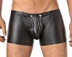 Verano Latex ähnliche Herren Shorts - Vinyl Wetlook Shorts mit Verschluss, Schwarz, XL von Verano