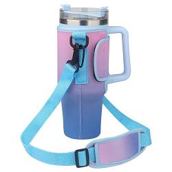 Verdancy Wasserflaschen-Tragetasche, verstellbarer Schultergurt, kompatibel mit Stanley 76 ml Trinkbecher mit Griff für Fitnessstudio, Workout (Farbverlauf, lila) von Verdancy