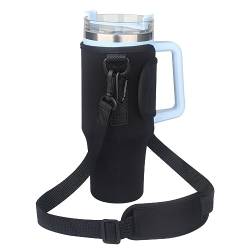 Verdancy Wasserflaschen-Tragetasche, verstellbarer Schultergurt, kompatibel mit Stanley Trinkbecher mit Griff für Fitnessstudio, Workout, Schwarz von Verdancy