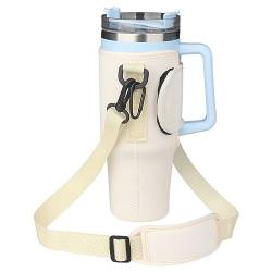 Verdancy Wasserflaschen-Tragetasche, verstellbarer Schultergurt, kompatibel mit Stanley Trinkbecher mit Griff für Fitnessstudio, Workout (Beige) von Verdancy