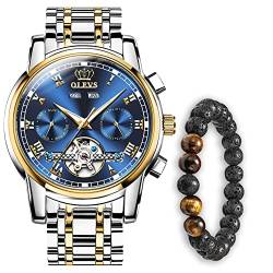 Verhux Herrenuhren Automatik Mechanische Luxus Edelstahl Armbanduh mit Tag Datum Jahr Wasserdicht Leuchtende Uhr Geschenke für männer von Verhux