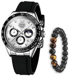 Verhux Herrenuhren Chronograph Silikonarmband Analog Quarz Uhr Klassische Elegantes Wasserdicht Armbanduhr Geschenke für männer von Verhux