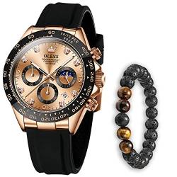 Verhux Herrenuhren Chronograph Silikonarmband Analog Quarz Uhr Klassische Elegantes Wasserdicht Armbanduhr Geschenke für männer von Verhux
