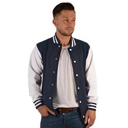 Jacke College Jacke für Herren/Männer im Retro Look mit Schriftzug - Sweatjacke Freizeitjacke im Retro Look Farbe: navy-blau Gr: M von Veri