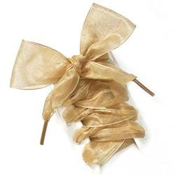 Verlike 1 Paar 110 cm modische Organzaband Sportschuhe Turnschuhe Bowknot flache Schnürsenkel, goldfarben, 110 cm von Verlike