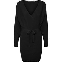 VERO MODA® Strickkleid, Wickeloptik, Taillengürtel, für Damen, schwarz, XS von Vero Moda