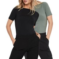 Vero Moda T-Shirt Stilvolles Damen-Shirt mit U-Boot Ausschnitt (2er-Pack) unifarbenes Oberteil aus Baumwollmischung, Größe L von Vero Moda