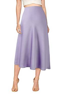 Verreisen Damen Elegant Midi Satin Rock für Frauen Arbeit Causal Elastic Hohe Taille, violett, XL von Verreisen