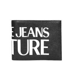 Versace Jeans Couture Herrengeldbörse 75YA5PC1 899 aus Saffiano-Leder Schwarz mit weißem Schriftzug - 11,8 x 9,8 x 1,8 cm, Schwarz von Versace Jeans Couture