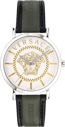 Versace Damen Analog Quarz Uhr mit Leder Armband VEJ4001 21 von Versace