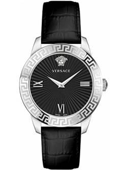 Versace Damen Analog Quarz Uhr mit Leder Armband VEVC008 21 von Versace