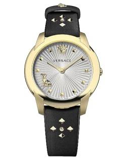 Versace Damen Armbanduhr Audrey 38 mm goldfarbenene Nieten am Armband Armband Leder VELR01119 von Versace