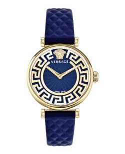 Versace Damen Armbanduhr Lady Lederarmband blau 35mm VE1CA0223 von Versace
