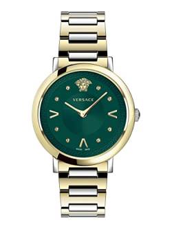 Versace Damen Armbanduhr Pop Chic Lady 36 mm Sonnenstrahl-Zifferblatt Armband Edelstahl VEVD01021 von Versace