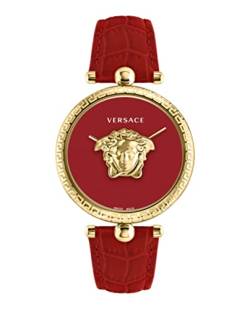 Versace Palazzo Empire Collection Luxuriöse Damenuhr mit rotem Armband mit goldfarbenem Gehäuse und rotem Zifferblatt, Gold, OS, Palazzo Reich von Versace