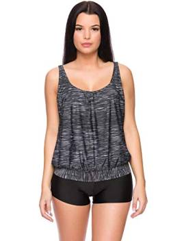 Versandhandel Henry Musch-Malinowski Damen Bauchweg Tankini oder Badeanzug in großen Größen Schwarz Hotpant Sale f5474 Farbe: Tankini Grau meliert Hotpants Schwarz G(1382)+HP1(sw), Gr. 42 von Versandhandel Henry Musch-Malinowski