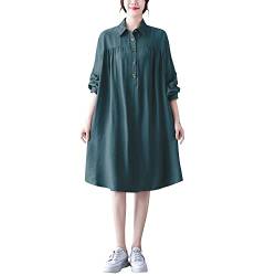 Versear Damen Casual Knöpfen Midi Bluse Hemdkleid Oversize Longbluse Langarm Tunika Kleid Knielang Freizeitkleid von Versear