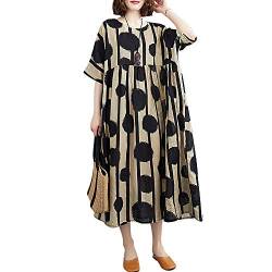 Versear Damen Sommer Retro Boho Floral Maxikleid Kaftan Kurzarm Plissee Casual Lose Swing Blumen Urlaub Strand Freizeitkleid Roben mit Taschen Style Eight, Einheitsgröße von Versear