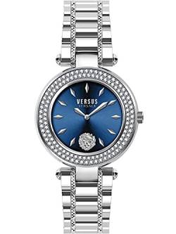 Versus Versace Damen Armbanduhr Brick Lane 36 MM Edelstahl VSP7, Farbe:silberfarben/blau von Versus