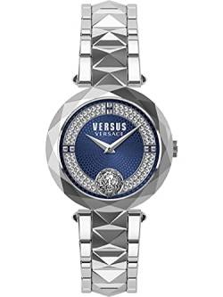 Versus Versace Damen Armbanduhr Covent Garden Crystal 36 MM Edelstahlarmband, Farbe:silberfarben/blau von Versus