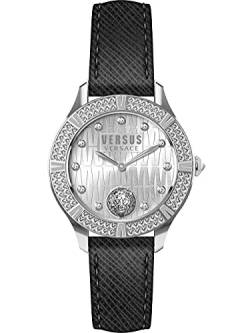 Versus by Versace Armbanduhr Canton Rouad Lederarmband Silber VSP261119 von Versus