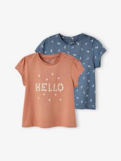 2er-Pack Baby T-Shirts BASIC Oeko-Tex  hello von Vertbaudet