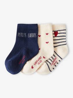 3er-Pack Mädchen Baby Socken mit Herzen Oeko-Tex von Vertbaudet