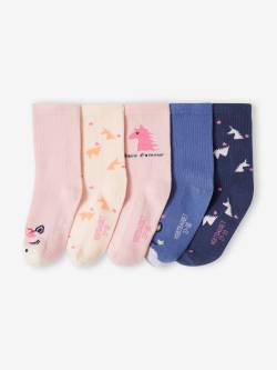 5er-Pack Mädchen Socken mit Einhorn und Herzen Oeko-Tex von Vertbaudet