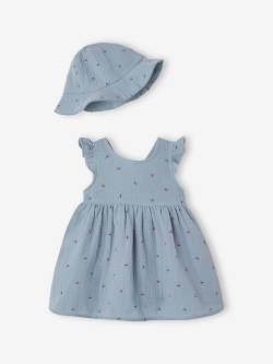 Baby-Set aus Musselin: Kleid & Sonnenhut von Vertbaudet