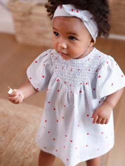 Baby-Set aus Seersucker: Kleid von Vertbaudet