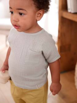 Baby T-Shirt mit Materialmix von Vertbaudet