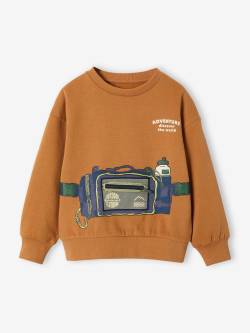 Jungen Sweatshirt mit Taschen-Effekt Oeko-Tex pekannüsse von Vertbaudet