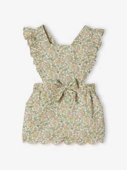 Kurzer Mädchen Baby Overall mit Blumenmuster vanille von Vertbaudet