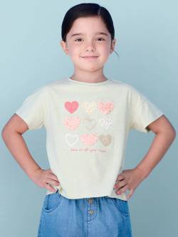 Mädchen T-Shirt mit Rüschenmotiv mandel von Vertbaudet