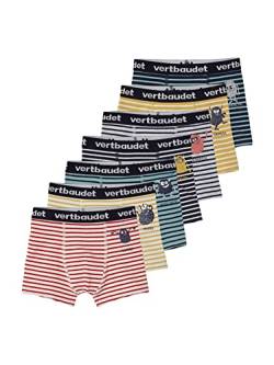 Vertbaudet 7er-Pack Jungen Boxershorts, Monster Pack dunkelgrün/gelb gestreift 110 von Vertbaudet