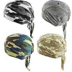 Vertvie 3 Stück Kopftuch Atmungsaktiv Sports Bandana Cap Bikertuch Bandanas Hat Radfahren Mütze Herren Damen (One Size, 4 Paar) von Vertvie