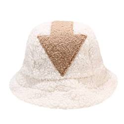 Vertvie Appa Eimer Hut Avatar Fischerhut Weiß Appa Hut Unisex Lammwolle Wintermütze Warm Angenehm Lämmer Wollpfeil Symbol Gedruckter Hüte Flut Flat Top für Frauen Mädchen Männer(Beige) von Vertvie