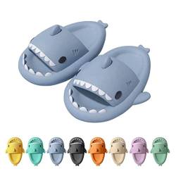 Vertvie Cute Shark Badelatchen Lustige Hai Hausschuhe Herren Cloud Shark Badelatchen Badeschuhe für Damen Schlappy Schlappen Super Weich Sommer Strand Open Toe Rutschfest Sandalen von Vertvie