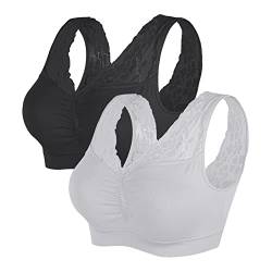 Vertvie Damen 1/2/3/4 Packs Ohne Buegel Sports BH Push up Yoga Bra Stretch Elastizität Bustier Atmungsaktiv Lauf Joggen Yoga Bra Oberteiles Tops Schwarz+Grau,S von Vertvie