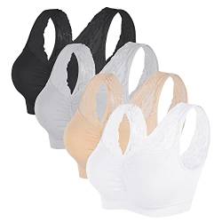 Vertvie Damen 1/2/3/4 Packs Ohne Buegel Sports BH Push up Yoga Bra Stretch Elastizität Bustier Atmungsaktiv Lauf Joggen Yoga Bra Oberteiles Tops Schwarz+Weiß+Grau+Haut,S von Vertvie