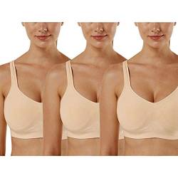 Vertvie Damen 1/2/3er Set Sport BH Einfarbig Ohne Bügel Bustier Klassische Bequem Stretch Bra Mittle Halt Gepolstert Wohlfühl-BH(Beige,L) von Vertvie