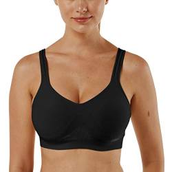 Vertvie Damen 1/2/3er Set Sport BH Einfarbig Ohne Bügel Bustier Klassische Bequem Stretch Bra Mittle Halt Gepolstert Wohlfühl-BH(Schwarz,L) von Vertvie