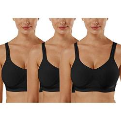 Vertvie Damen 1/2/3er Set Sport BH Einfarbig Ohne Bügel Bustier Klassische Bequem Stretch Bra Mittle Halt Gepolstert Wohlfühl-BH(Schwarz,XL) von Vertvie